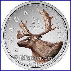 Canada 2016 Big Coins Series #2 Caribou Color 25 Cents 5 Oz Pure Silver Proof