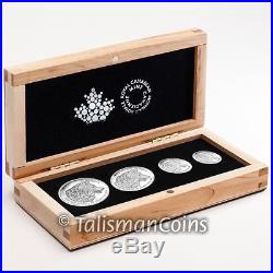 Canada 2016 Lone Wolf 4 Coin Fractional Pure Silver Proof Set in Maple Wood Box