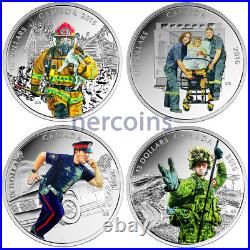 Canada 2016 National Heroes $15 x 4 Silver Proof Coin Set in Large Case Perfect