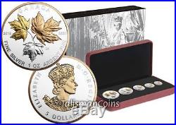 Canada 2016 Queen Elizabeth II Historic Reign 5 Coin Silver Maple Fractional Set