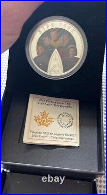 Canada 2017 $30 Star Trek Five Captains. 9999 Silver Proof Coin