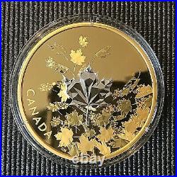 Canada 2017 $50 Whispering Maple Leaves 3 oz Silver Proof Gold-Plated Coin