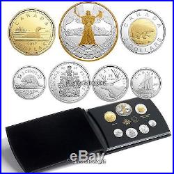Canada 2017 7 Coin Silver Proof Set with Allegorical Miss Canada Gold-Plated $1