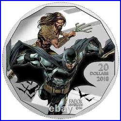 Canada 2018 $20 The Justice LeagueTM Batman and Aquaman 1 oz Pure Silver Coin