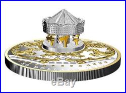 Canada 2018 $50 6 Oz Pure Silver Gold Plated Antique Carousel Coin