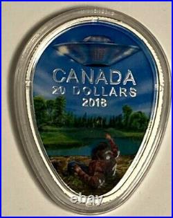 Canada 2018 UFO at Falcon Lake Silver Glow-in-the-Dark $20 Coin with Flashlight