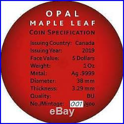 Canada 2019 5$ Maple Leaf Space RED 1oz Silver Coin with Real OPAL Stone PRESALE