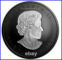 Canada 2020 50$ Rhodium-Plated Incuse Silver Maple Leaf 3 oz. Pure Silver Coin