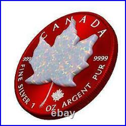 Canada 2020 5$ Maple Leaf Space RED 1 Oz Silbermünze mit echtem OPAL Stein