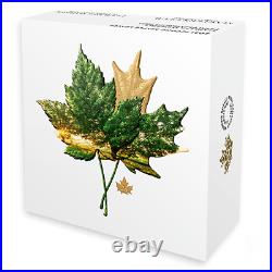 Canada 2021 Iconic Maple Leaves $20 Fine Silver Coin With Wooden Case & Coa