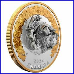 Canada 2022 $50 Holiday Splendor Moving Santa Sleigh 5 oz Silver Christmas Coin