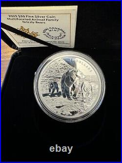 Canada 2023'Grizzly Bears Multifaceted Animal Family' Proof $30 Silver Coin