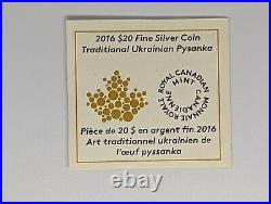 Canada $20 2016 Traditional Ukrainian Pysanka Fine Silver Coin