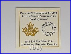 Canada $20 2016 Traditional Ukrainian Pysanka Fine Silver Coin