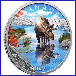 Canada $20 Dollar Pure Silver 99.99 Coin, Wildlife Reflections, MOOSE, 2024