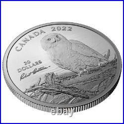 Canada $30 Dollars 2 Oz Fine Silver 50mm Coin, SNOWY OWL on DRIFTWOOD, 2022