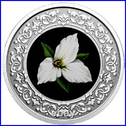 Canada $3 Pure Silver Color Coin White Trillium Floral Ontario Emblem, 2020