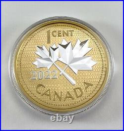 Canada 5 Oz Pure Silver 99.99 % Gold Plated Coin Farewell to the Penny 2022
