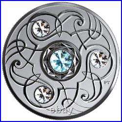 Canada $5 Silver Coin, Birthstone MARCH, Swarovski Crystals, UNC, 2020