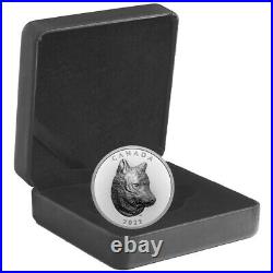 Canada Extraordinarily High Relief $25 Coin, 99.99% Silver TIMBER WOLF 2022