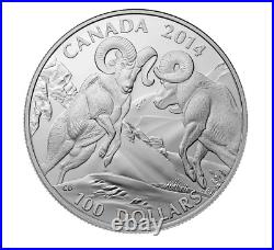 Canada Face Value Series 2014 $100 for $100 Fine Silver Coin Bighorn Sheep UNC
