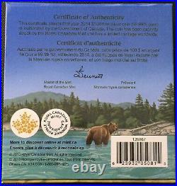 Canada Face Value Series 2014 $100 for $100 Fine Silver Coin Grizzly Bear, UNC