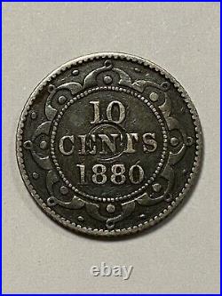 Canada Newfoundland 10 Cent Silver Coin, 1880, 10,000 Mintage