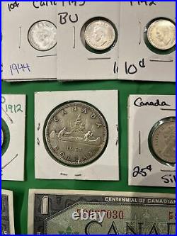 Canada Old Silver MASSIVE lot Of Coins/notes SUPER FINE LOT