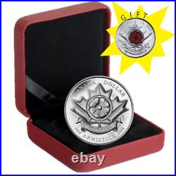 Canada POPPY ARMISTICE Silver Dollar Coin, (+ bonus 25c color) UNC, 2008