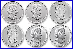 Canada Silver 1 oz x 6 Coins Canadian Wildlife Series Set $5 BU 9999