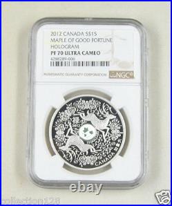 Canada Silver Coin 15 Dollar 2012, maple of good fortune, NGC PF 70