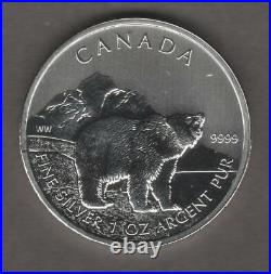 Canada Wildlife Series 2011 Grizzly 2012 Cougar 2012 Moose (3 1oz. Silver Coins)