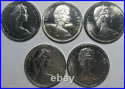 Canadian 1867-1967 Silver Canada Flying Goose Dollar Lot Of 5 Circulated Coins