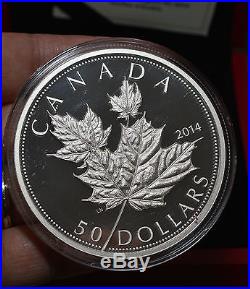 Canadian Coin 2014 $50 Fine Silver 5oz High Relief Coin Maple Leaves RCM