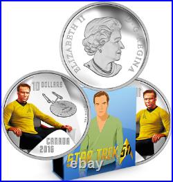 Captain Kirk Star Trek $10 2016 Pure Silver Proof Colour Coin