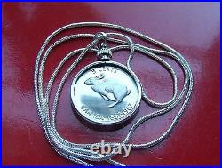 Classic Centennial Canada Coin Rabbit Pendant on a 28 925 Silver Snake Chain