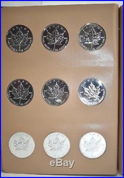 DANSCO 7215 COIN ALBUM With 1 OZ. 999 CANADA SILVER MAPLE LEAFS 1988-2012 36 COINS