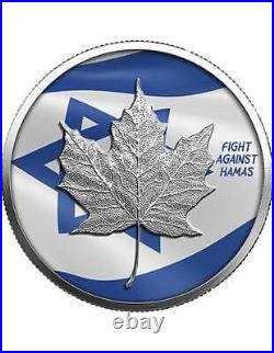 FIGHT AGAINST HAMAS Israel Flag 1 Oz Silver Coin 5$ Canada 2023