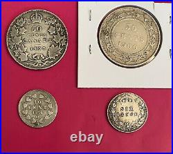 Foreign Silver Coins, Lot of 4, Lot #524, Canada, Mexico, Newfoundland, & UK
