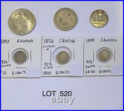 Foreign Silver Coins, Lot of 6, Lot #520, Canada, Germany, Italy and more VG-AU