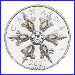 Iridescent Crystal Snowflake 2007 Canada $20 Sterling Silver Coin