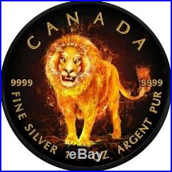 LION Burning Animals 1 Oz Silver Coin 5$ Canada 2018