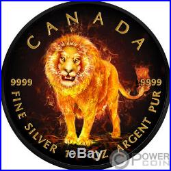 LION Burning Animals 1 Oz Silver Coin 5$ Canada 2018