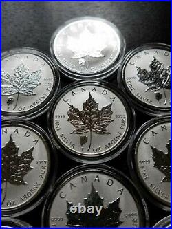 LOT (10) 2018 1oz Canadian Maple Leaf Bison Reverse Privy. 9999 $5 Silver Coins