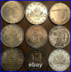 LOT OF 9 CANADA SILVER DOLLARS COINS Silver invest Lot #K2