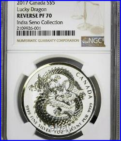 LUCKY DRAGON High Relief 2017 Canada 1 oz. 9999 Silver Coin Rev PF70 NGC RARE