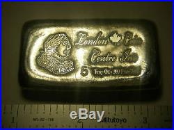 London Coin Centre, Canada hand poured 5 troy ounce 999 fine silver bar