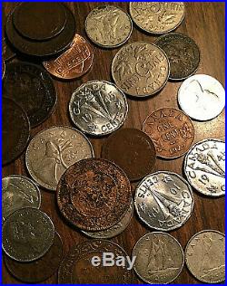 Lot Of 50 Mostly Canada + Foreign Coins Lot Of 50 Coins