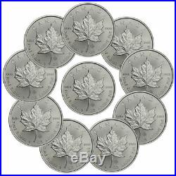 Lot of 10 2020 Canada 1 oz Silver Maple Leaf $5 Coins GEM BU SKU59992
