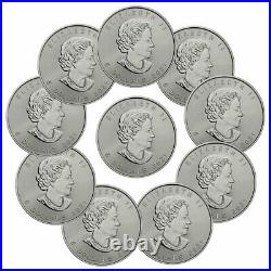 Lot of 10 2021 Canada 1 oz Silver Maple Leaf $5 Coins GEM BU